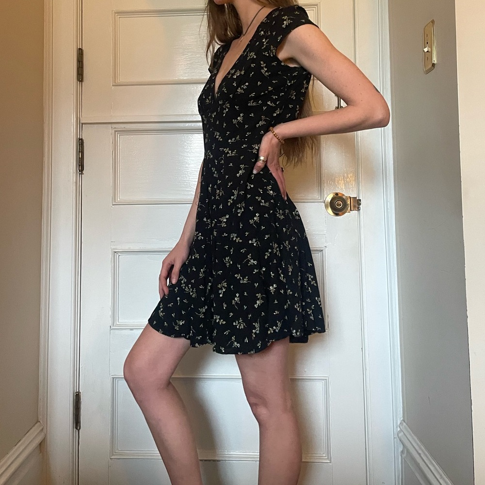 Ralph Lauren Black Floral V-Neck Dress